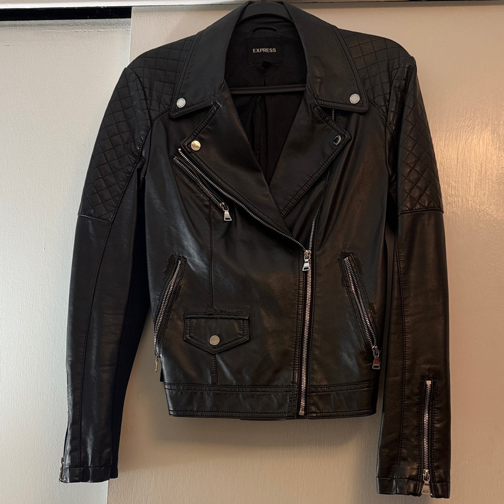 Express Quilted Black Leather Jacket